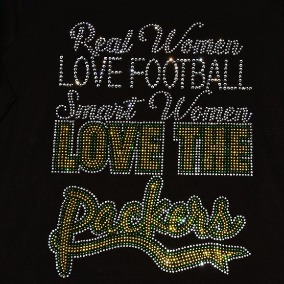 Packers   Real Women Love Football rhinestone bling long sleeve shirt XS S… - Picture 3 of 8